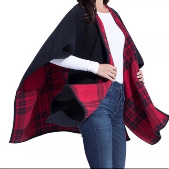 Woolrich Jackets & Blazers - Woolrich Red and Black Reversible Poncho